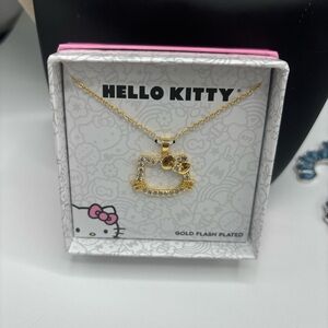 Hello Kitty Gold-Tone Crystal Pendant with Pink Bow